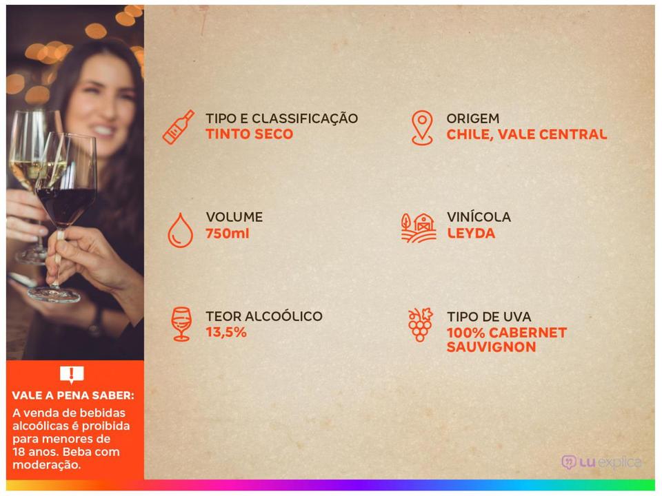 Vinho Tinto Seco Leyda Estate Cabernet Sauvignon Chile 750ml - 2