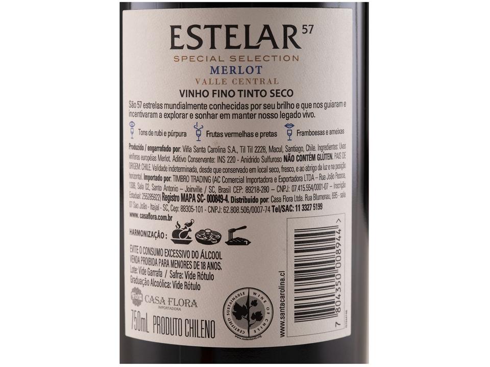 Vinho Tinto Seco Santa Carolina Estelar 57 Merlot 2020 750ml - 5
