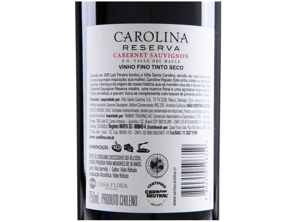 Vinho Tinto Seco Santa Carolina Reserva Cabernet Sauvignon Chile 750ml - 7