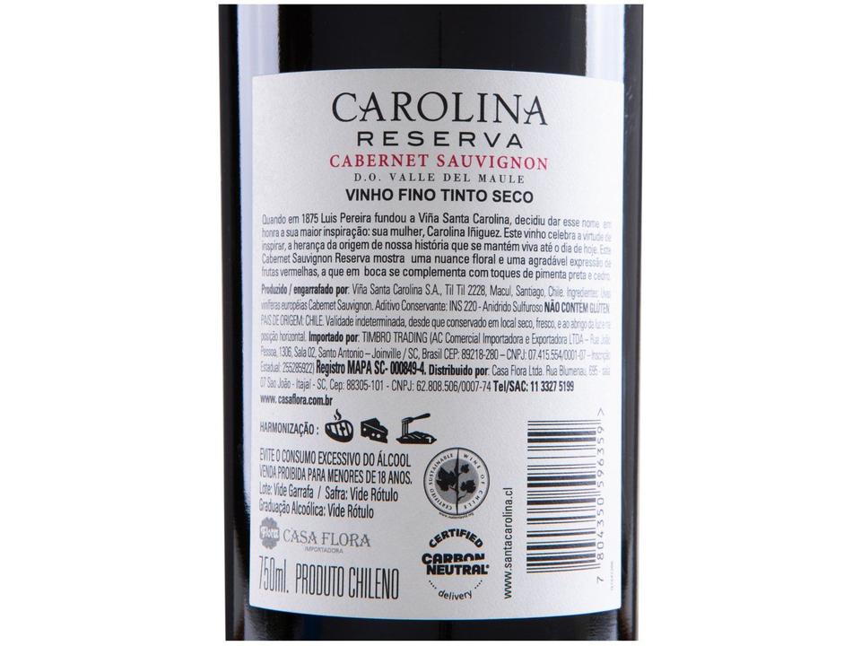 Vinho Tinto Seco Santa Carolina Reserva Cabernet Sauvignon Chile 750ml - 7