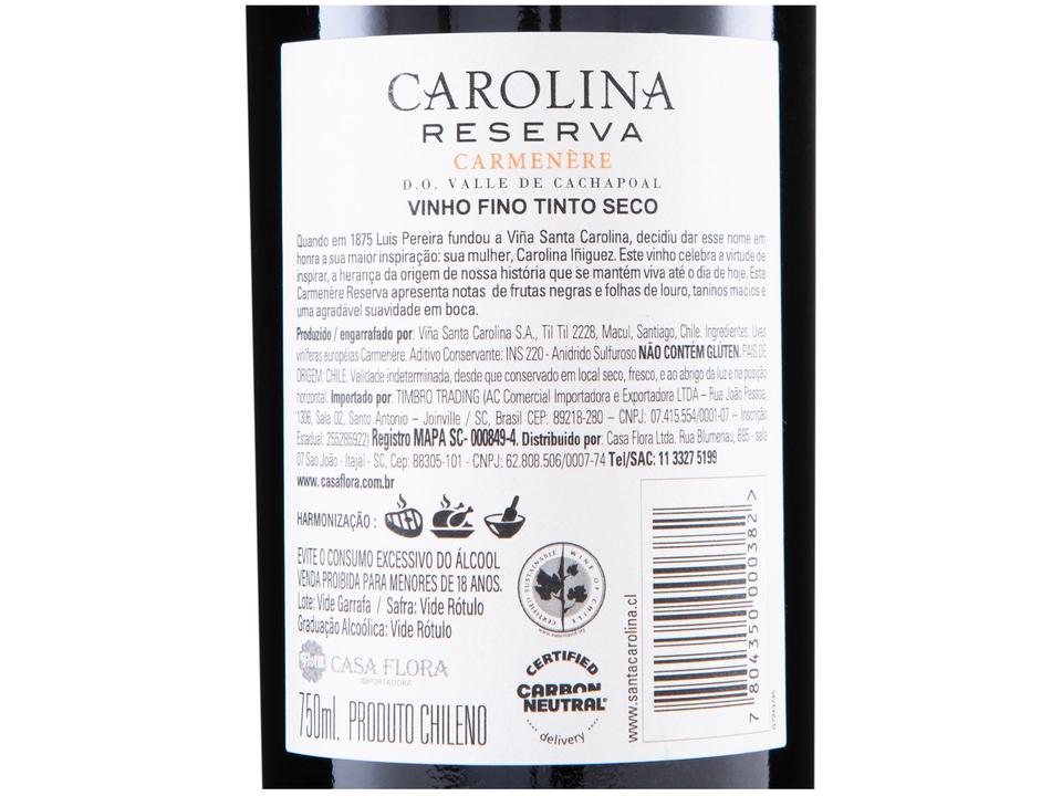 Vinho Tinto Seco Santa Carolina Reserva Carmenere Chile 750ml - 7