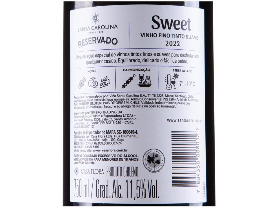 Vinho Tinto Suave Santa Carolina Reservado Chile 750ml - 7
