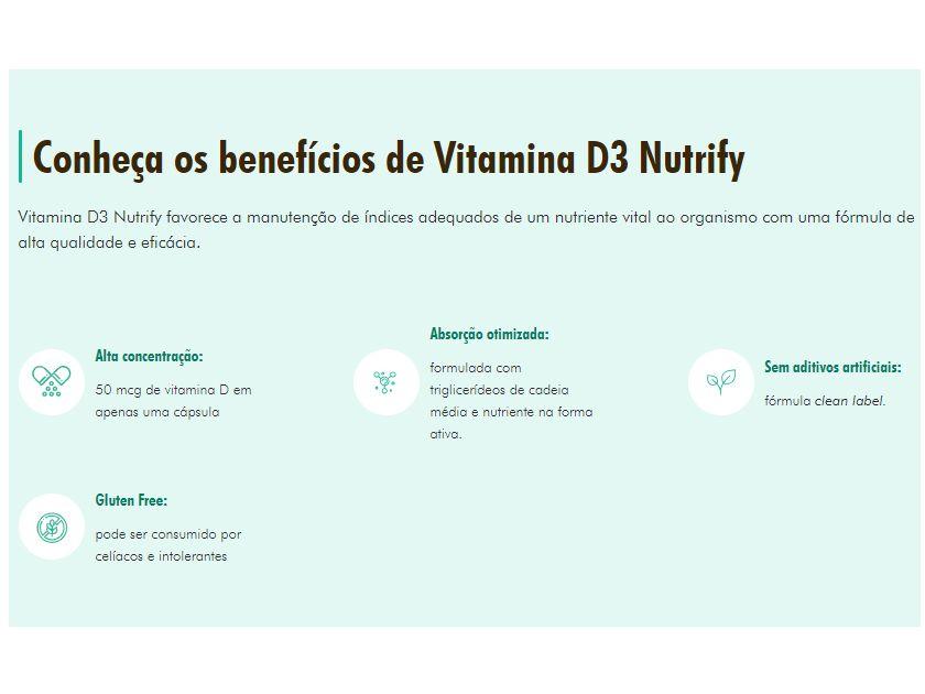 Vitamina D3 2000UI Nutrify sem Sabor 60 Cápsulas - 2