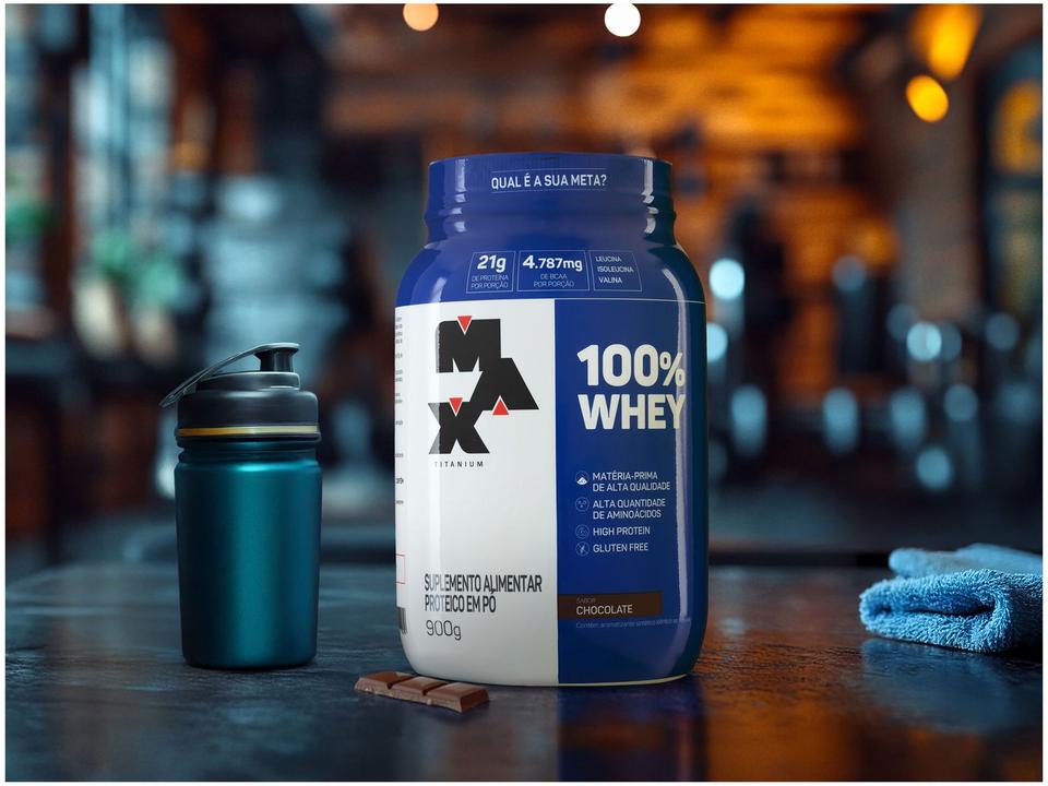 Whey Protein Concentrado Max Titanium 100% Whey 900g Chocolate - 1