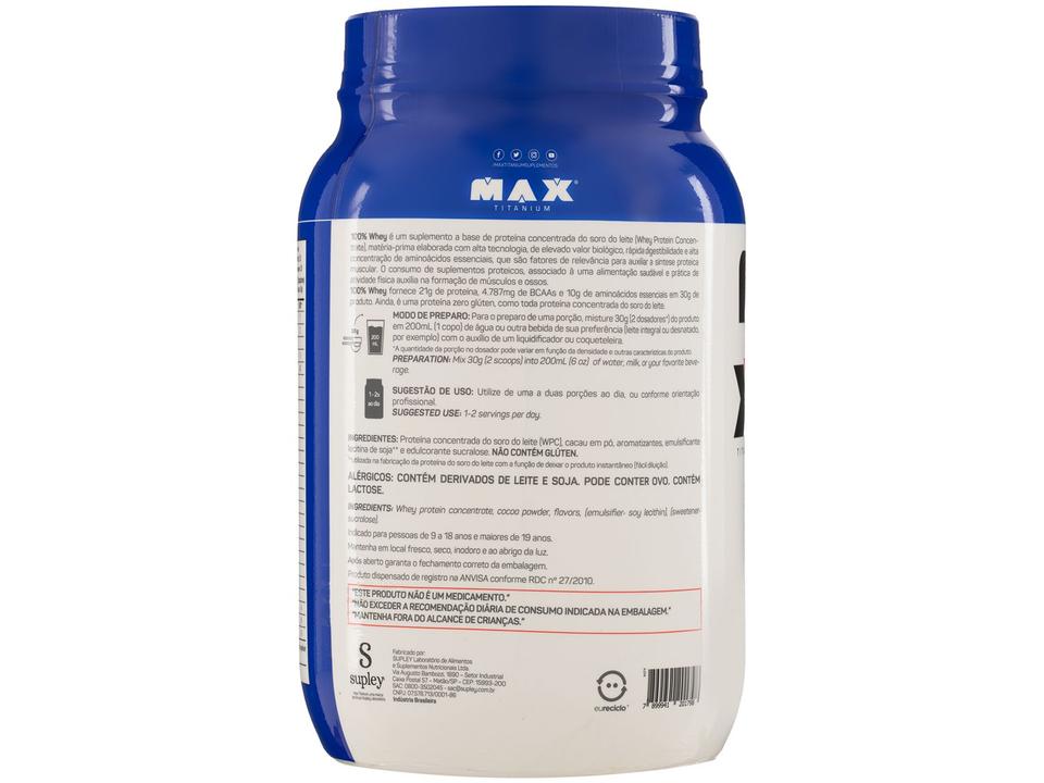 Whey Protein Concentrado Max Titanium 100% Whey 900g Chocolate - 4