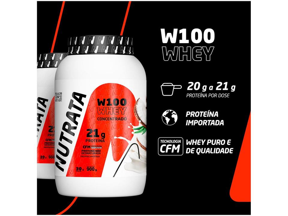 Whey Protein Concentrado Nutrata W100 Creme de Coco 900g - 1