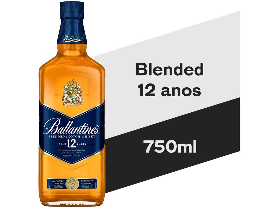 Whisky Ballantines 12 anos Blended Escocês 750ml - 1