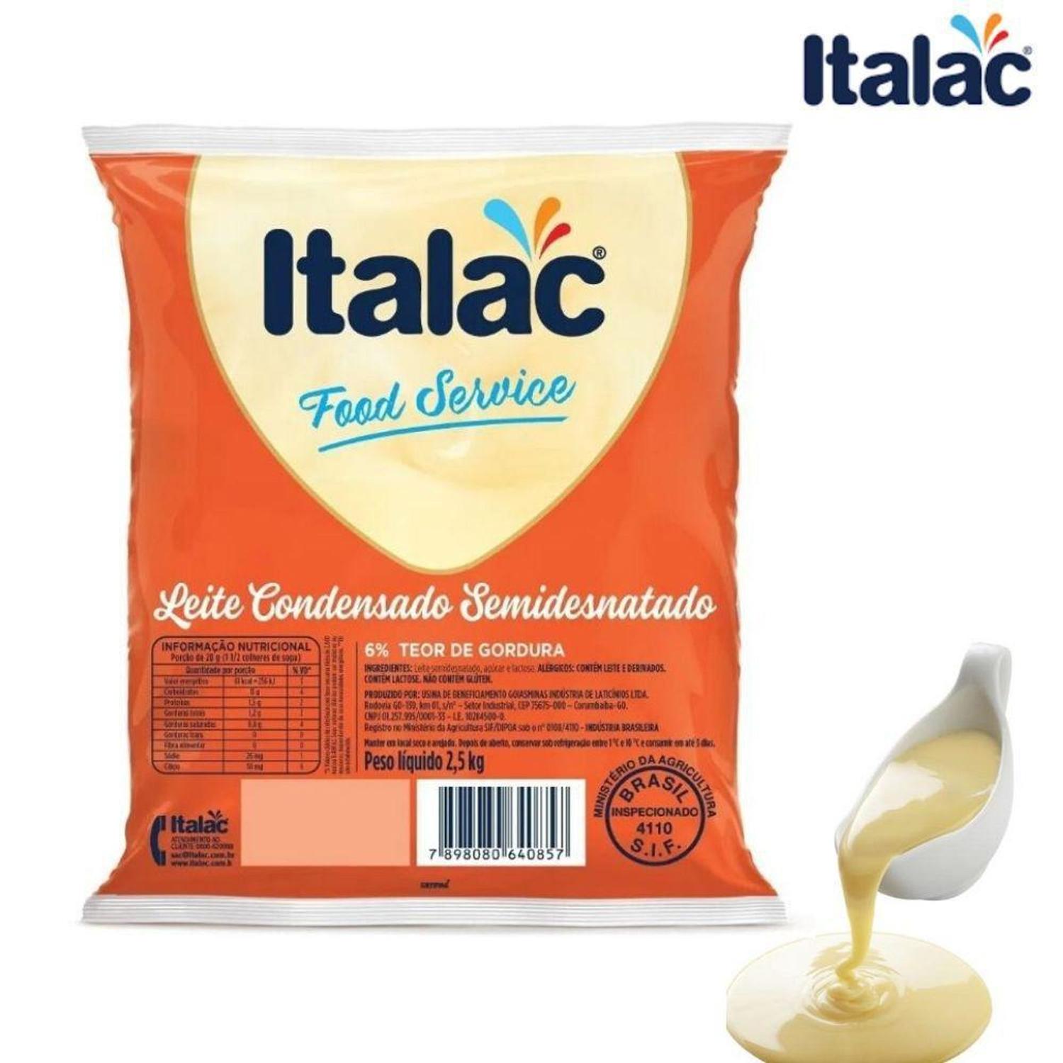 01 Sachê de 2,5kg Leite Condensado Semi Desnatado Italac - Leite ...