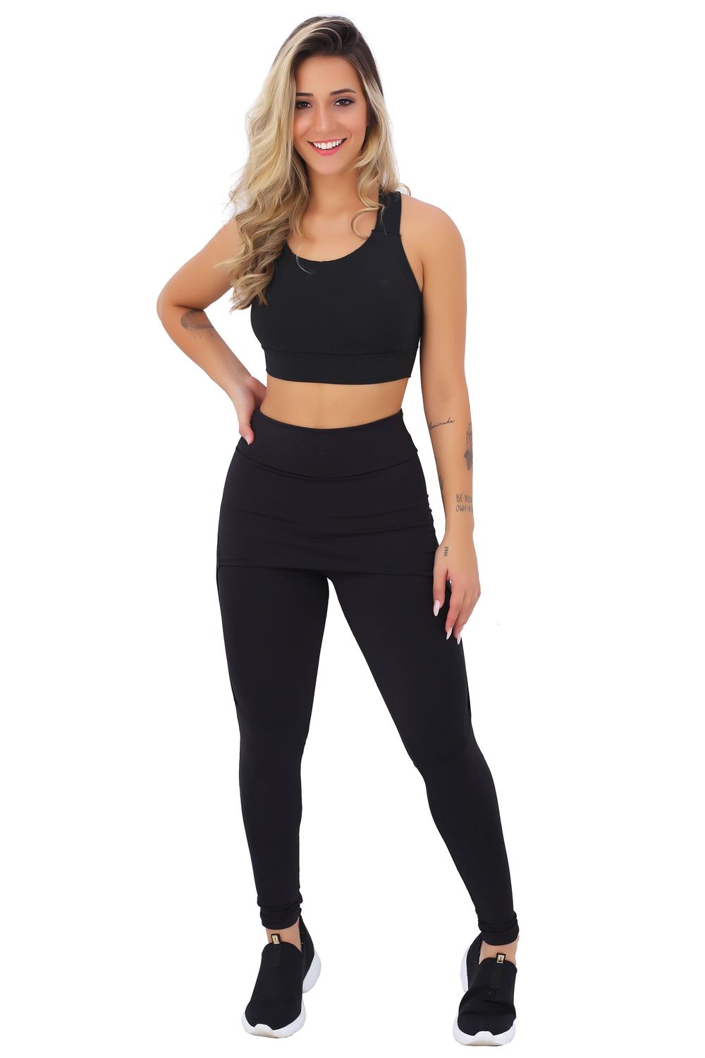 1 Conjunto Legging Saia Tapa Bumbum e Top Roupas Femininas - AKORIO -  Conjunto de Roupa Fitness - Magazine Luiza