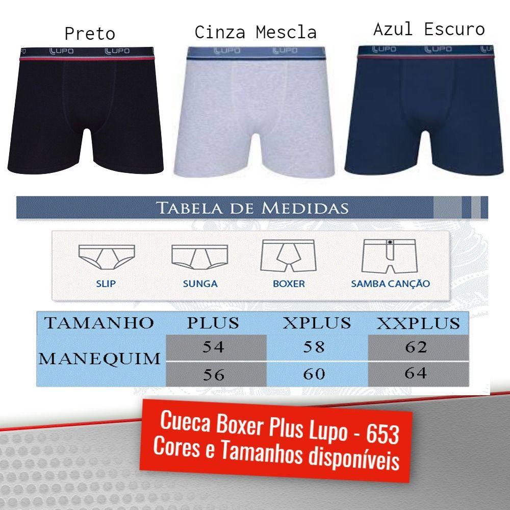 10 Cuecas Tamanho 54 A 64 Boxer Lupo Plus Size Algodão 653 - Cueca