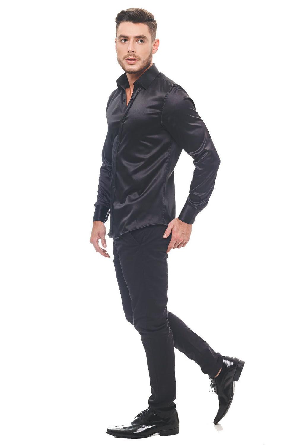 camisa masculina cetim