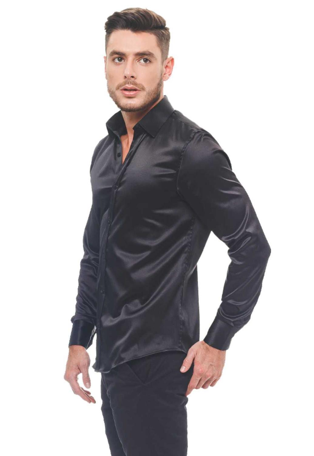 camisa social cetim masculina