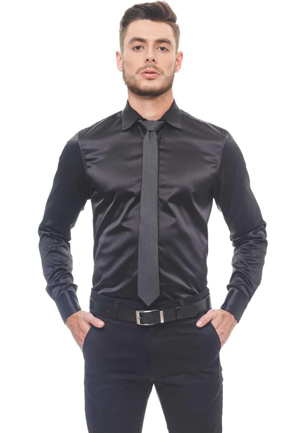 camisa social de seda masculina