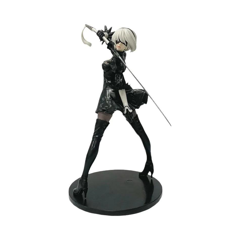 18cm Nier Automata Yorha No 2 Tipo B Preto Branco Pvc Anime 18cm Nier Automata Yorha No 2 Tipo B Preto Branco Pvc Anime