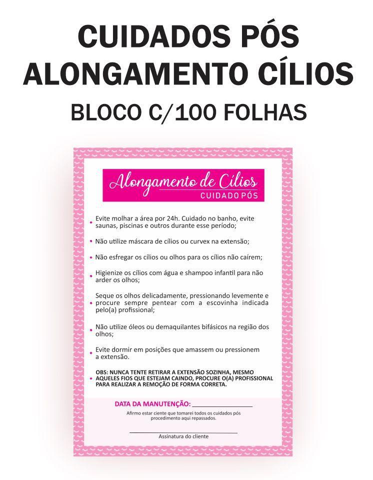 Ficha Anamnese Extensão Cílios E Bloco Cuidado Cliente C/100