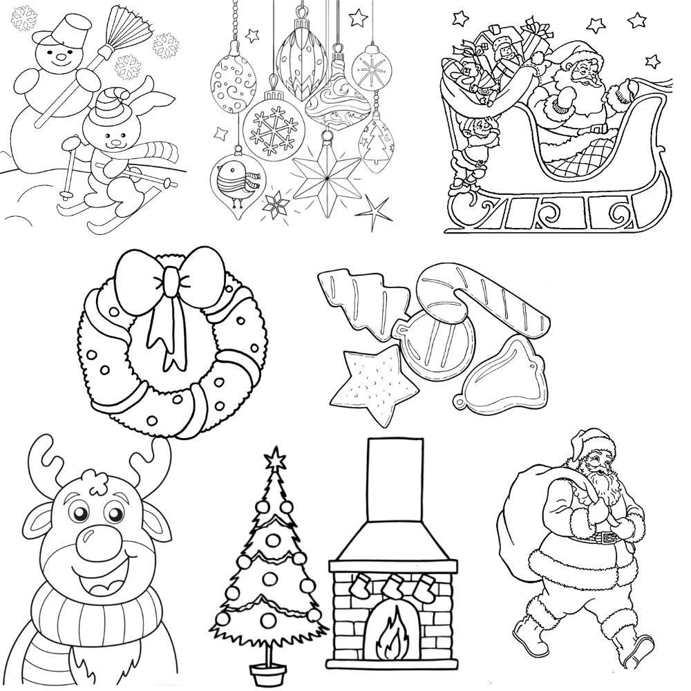 50 Desenhos para colorir De Natal Papai Noel - em folha A4