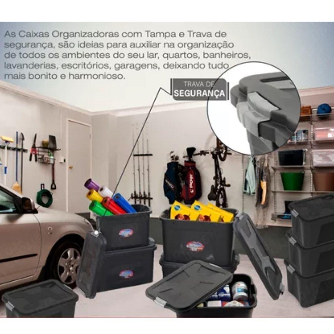 Imagem de 6 Caixas Organizadoras Multiuso Preta 28 Litros - uninjet