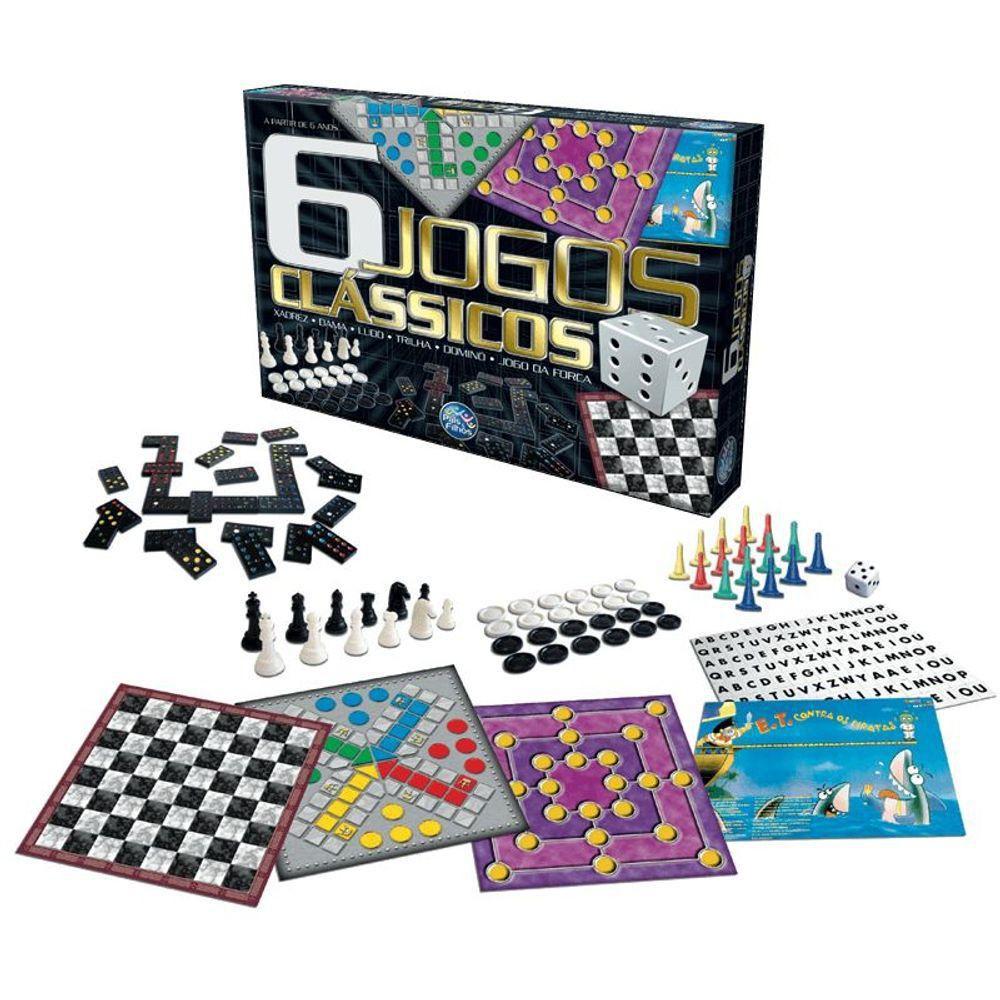 Dama Ludo Xadrez Trilha Domino Forca 6 Jogos Clássicos