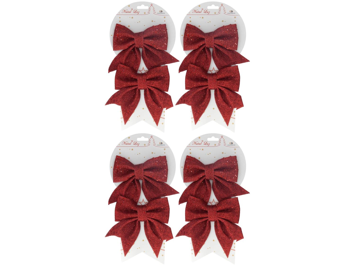8 Laços de Natal Vermelho Gliter NATAL129V