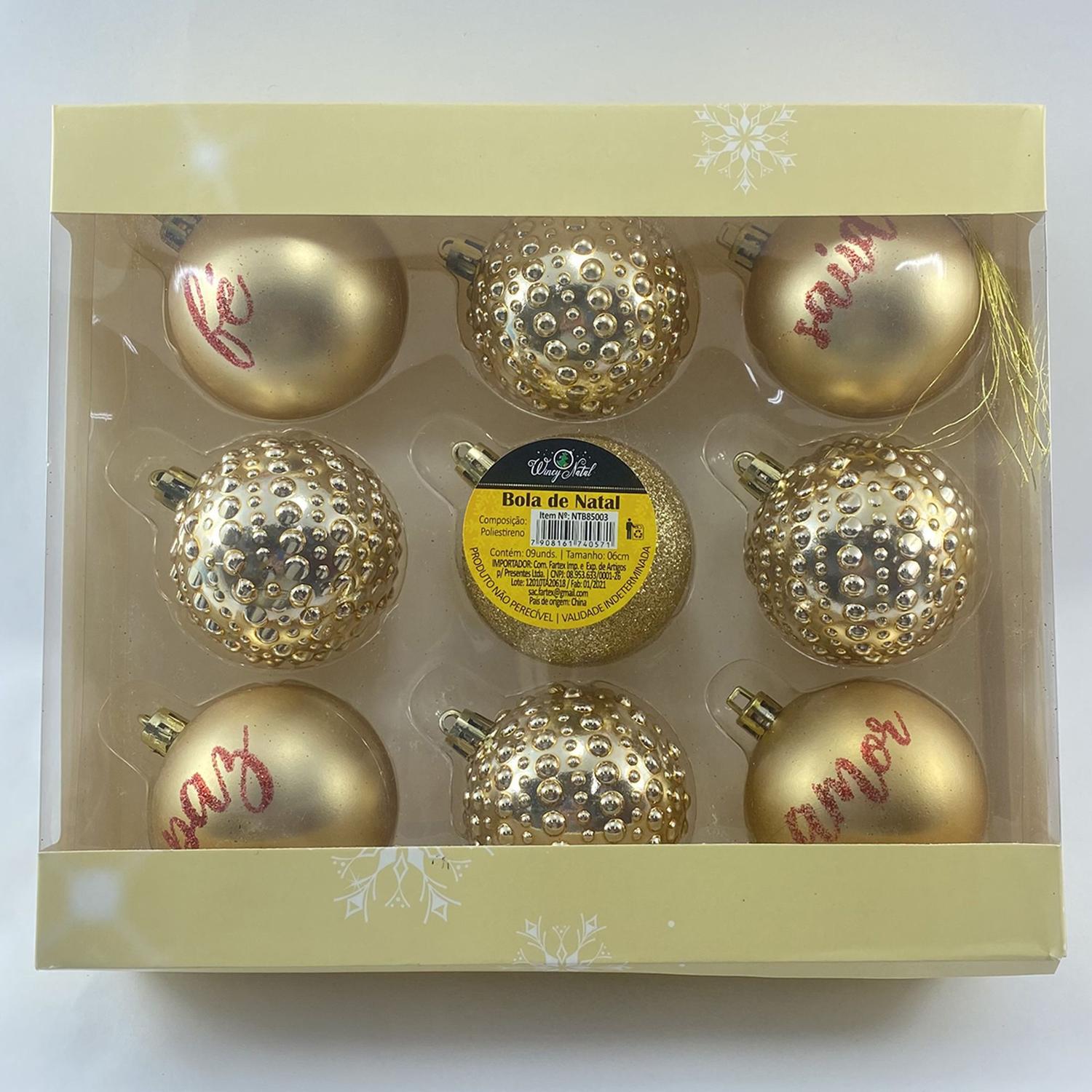 9 Bolinhas de Natal 7 cm Brilhante Dourado Vermelho Para Arvore de Natal  Kit Luxo - Wincy Natal - Bola de Natal - Magazine Luiza