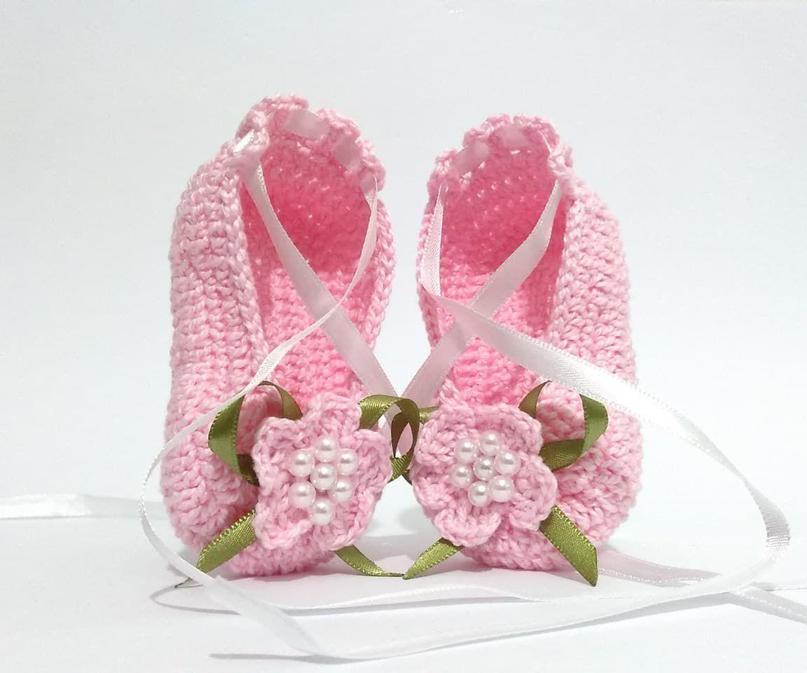 A108 Sapatinho sapatilha de croche para bebe feminino rosa - MM Sapatinhos  - Sapatinho de Bebê - Magazine Luiza