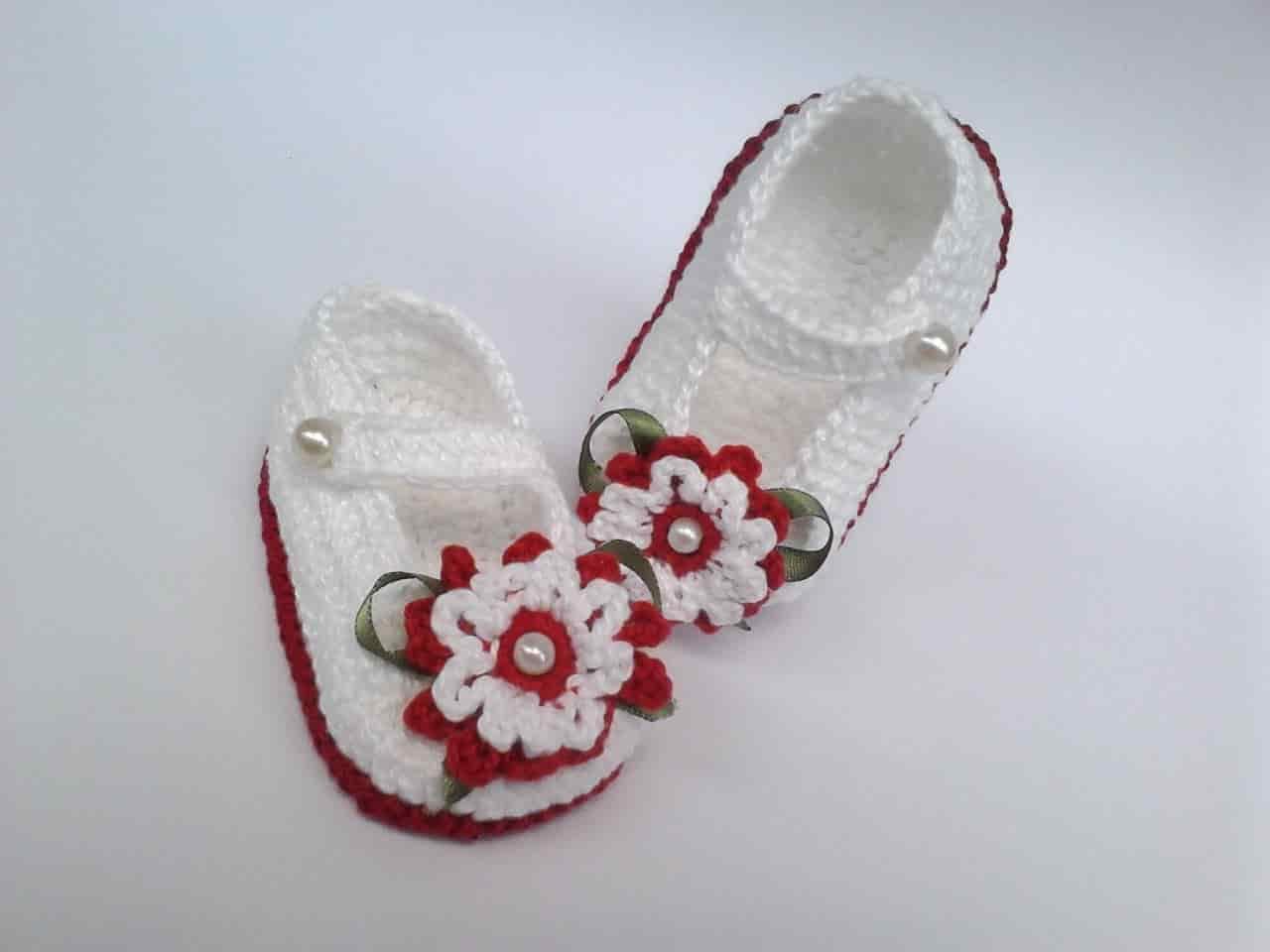 A20 Sapatinho de croche para bebe feminino branco para batizado perola flor  - MM Sapatinhos - Sapato para Batizado - Magazine Luiza