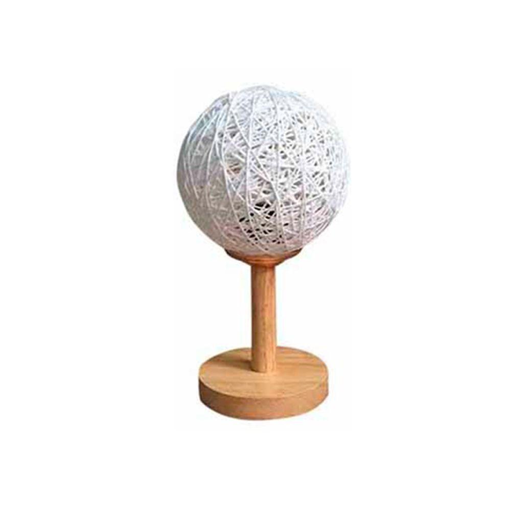 Abajur Luminaria Decorativa Redonda Globo Base Madeira Mesa Quarto