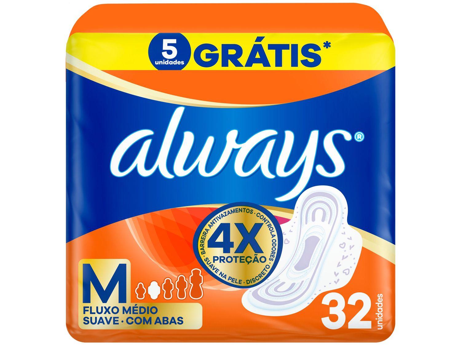 Absorvente Always Suave M com Abas 32 unidades