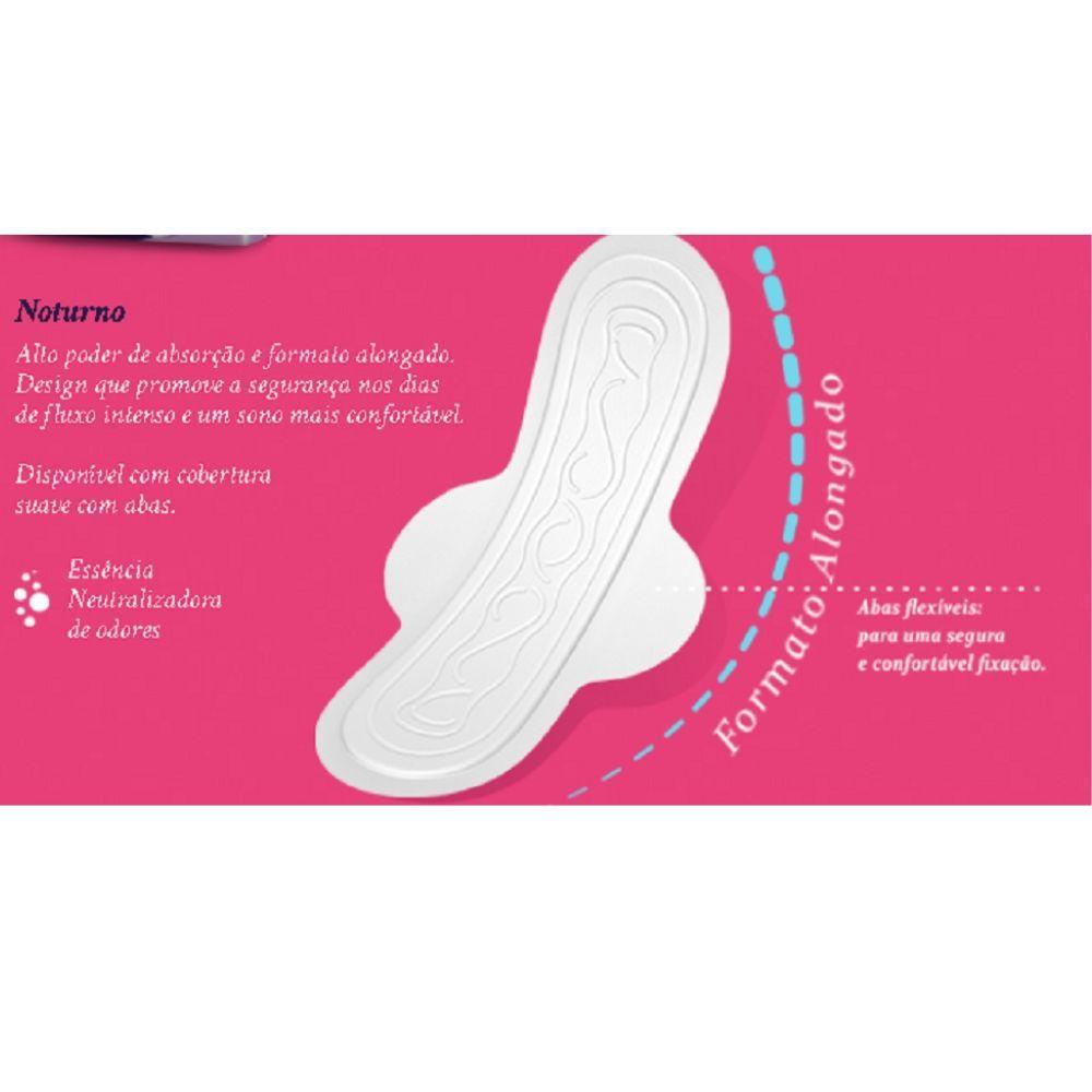Absorvente Fluxo Intenso Suave com ABAS Noturno MILI 1 Pacote com 8