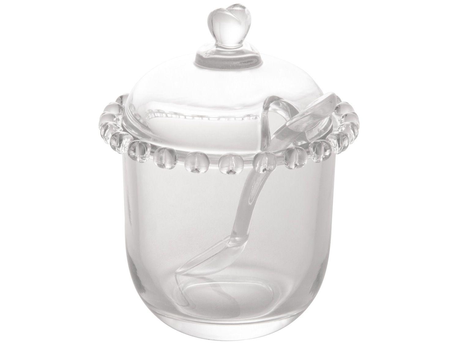 Açucareiro de Cristal com Tampa e Colher Lyor