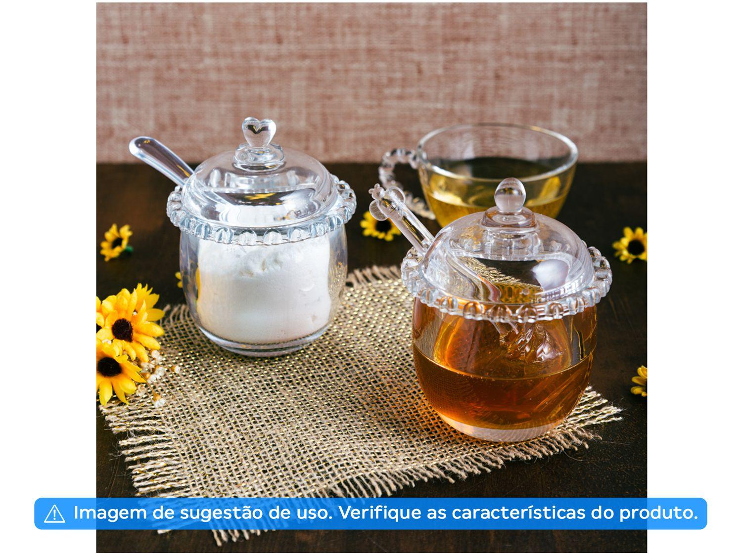 Açucareiro de Cristal com Tampa e Colher Lyor