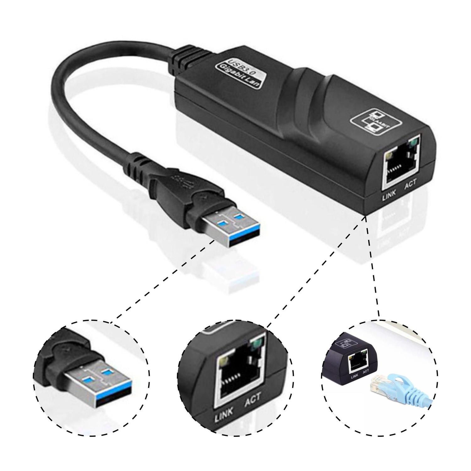 Imagem de Adaptador Placa De Rede Rj45 Ethernet Usb 3.0 Rj45 1000Mbps