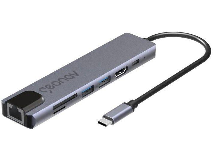 Adaptador USB-C Multiportas 7 em 1 19cm