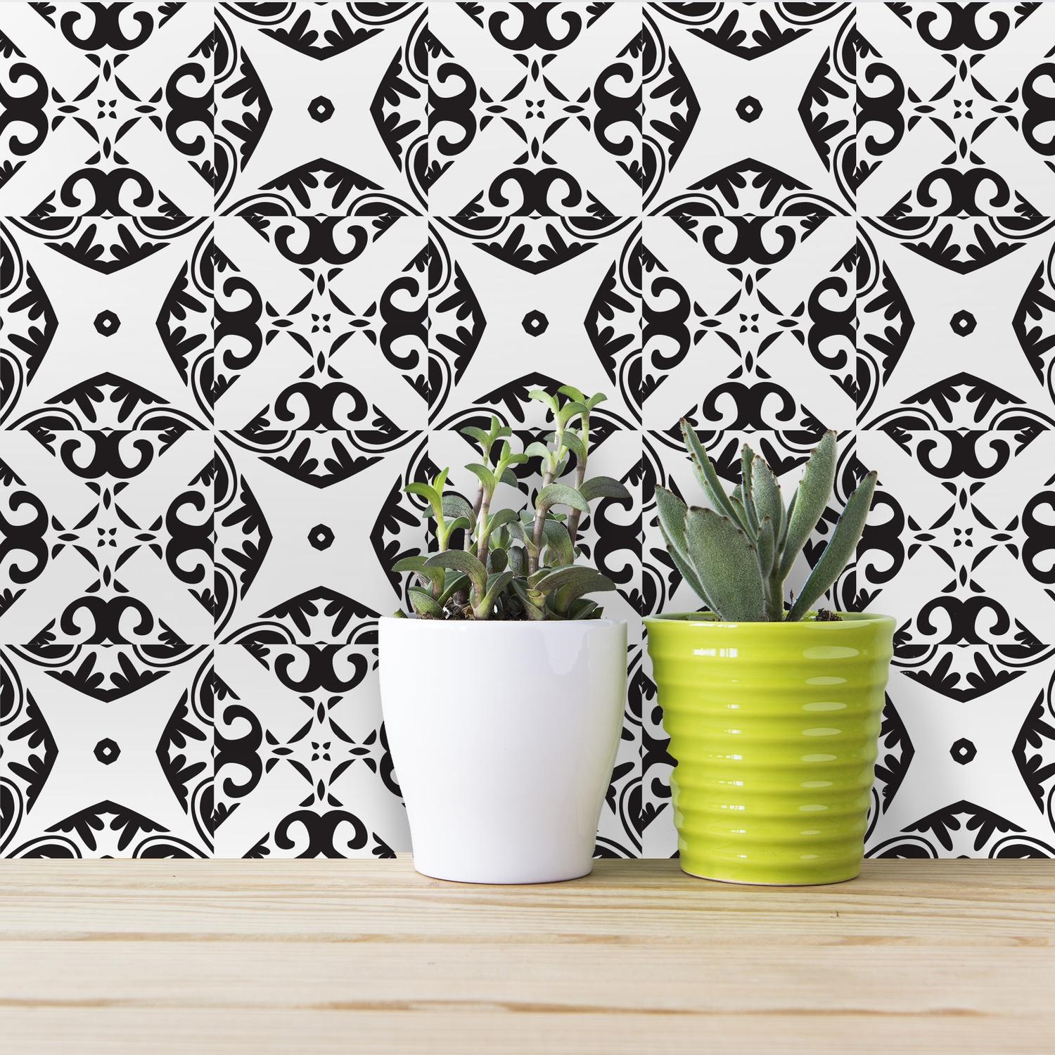 Adesivo De Azulejo Preto E Branco Mirandela 20x20 Cm 24un Adesivo De Azulejo Preto E Branco Mirandela 20x20 Cm 24un