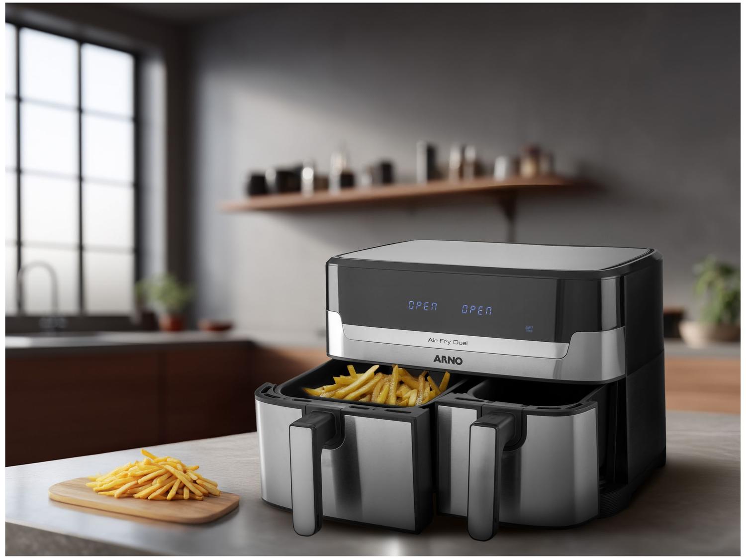 Air Fryer Arno Air Fry Dual AFD2 com Timer Inox 8,3L