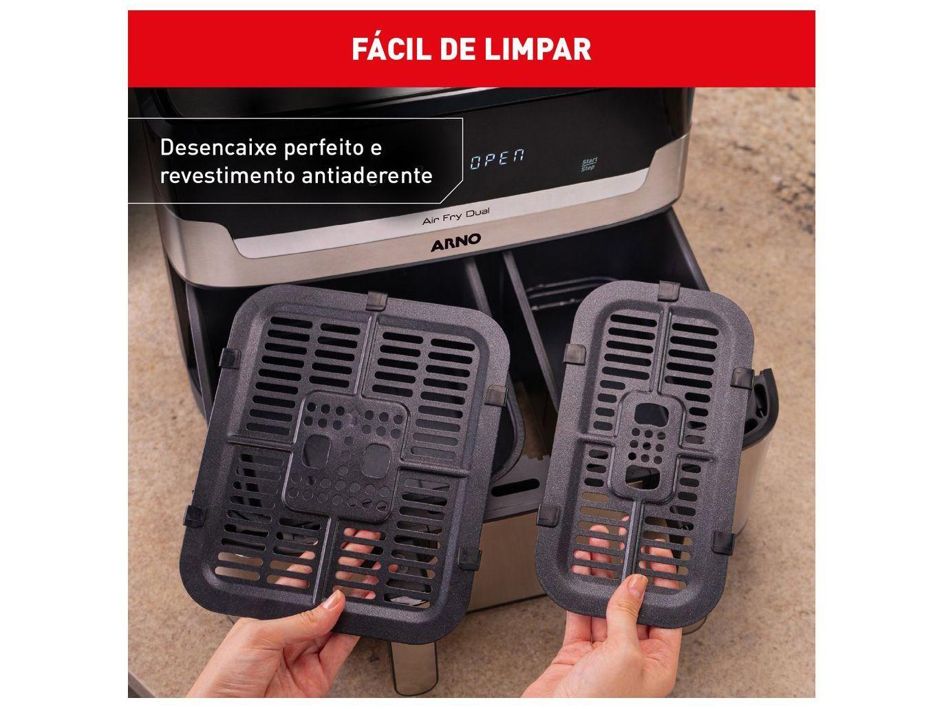 Air Fryer Arno Air Fry Dual AFD2 com Timer Inox 8,3L