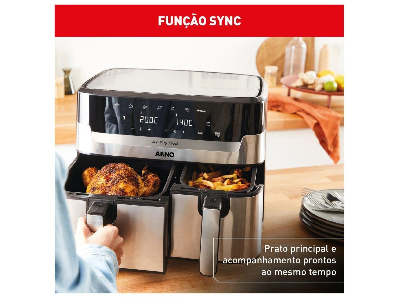 Air Fryer Arno Air Fry Dual AFD2 com Timer Inox 8,3L