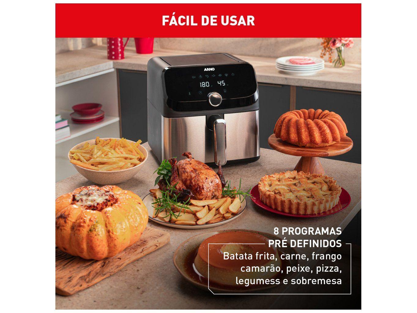 Air Fryer Arno Expert Maxxi AFD7 com Timer Inox 7,5L