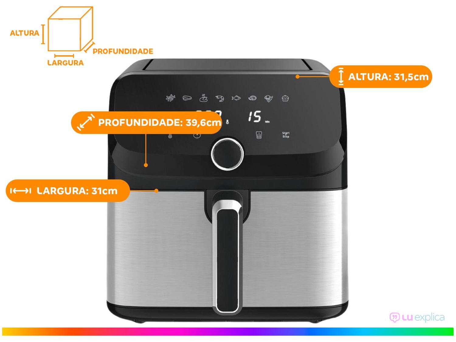 Air Fryer Arno Expert Maxxi AFD7 com Timer Inox 7,5L