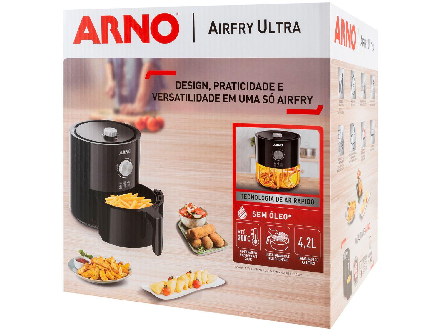 Air Fryer Arno Ultra Preta com Timer 4,2L