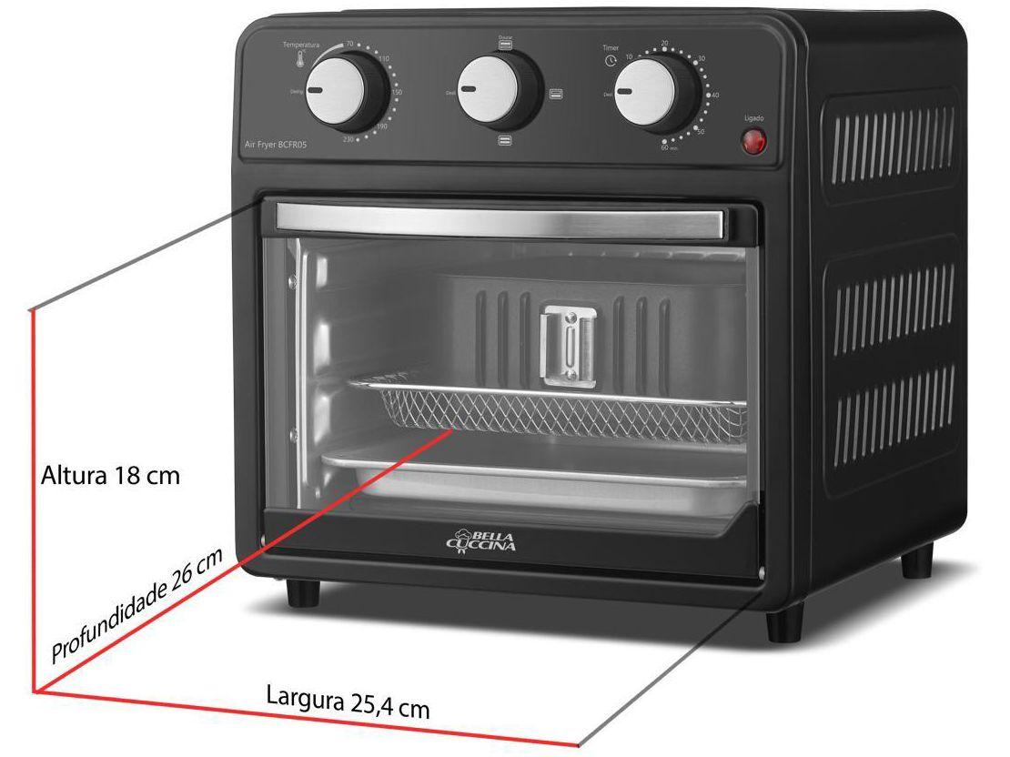 Air Fryer Bella Cuccina BCFR05 Preta com Timer 12L