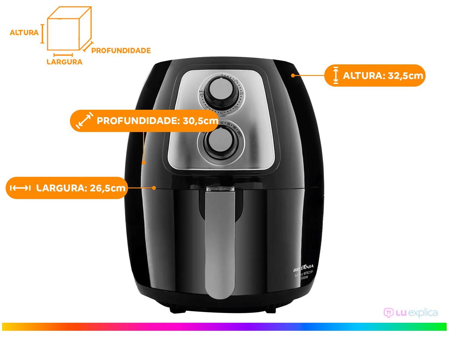Air Fryer Britânia BFR21P Preto 3,4L com Timer