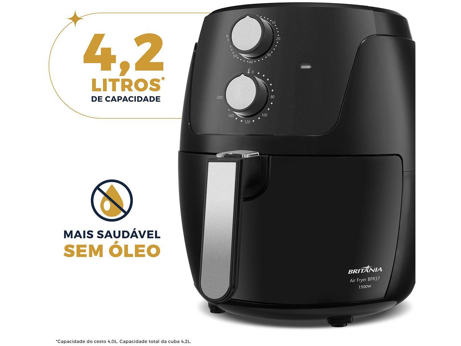 Air Fryer Britânia BFR37 Preta com Timer 4,2L