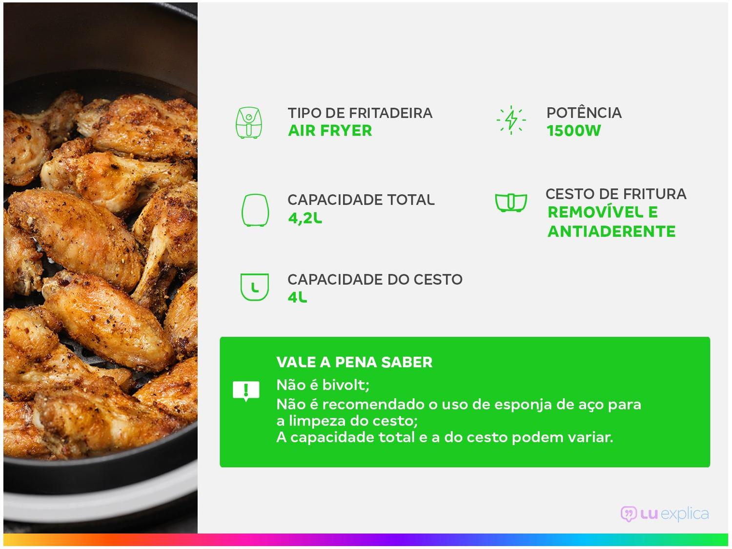Air Fryer Britânia BFR37 Preta com Timer 4,2L