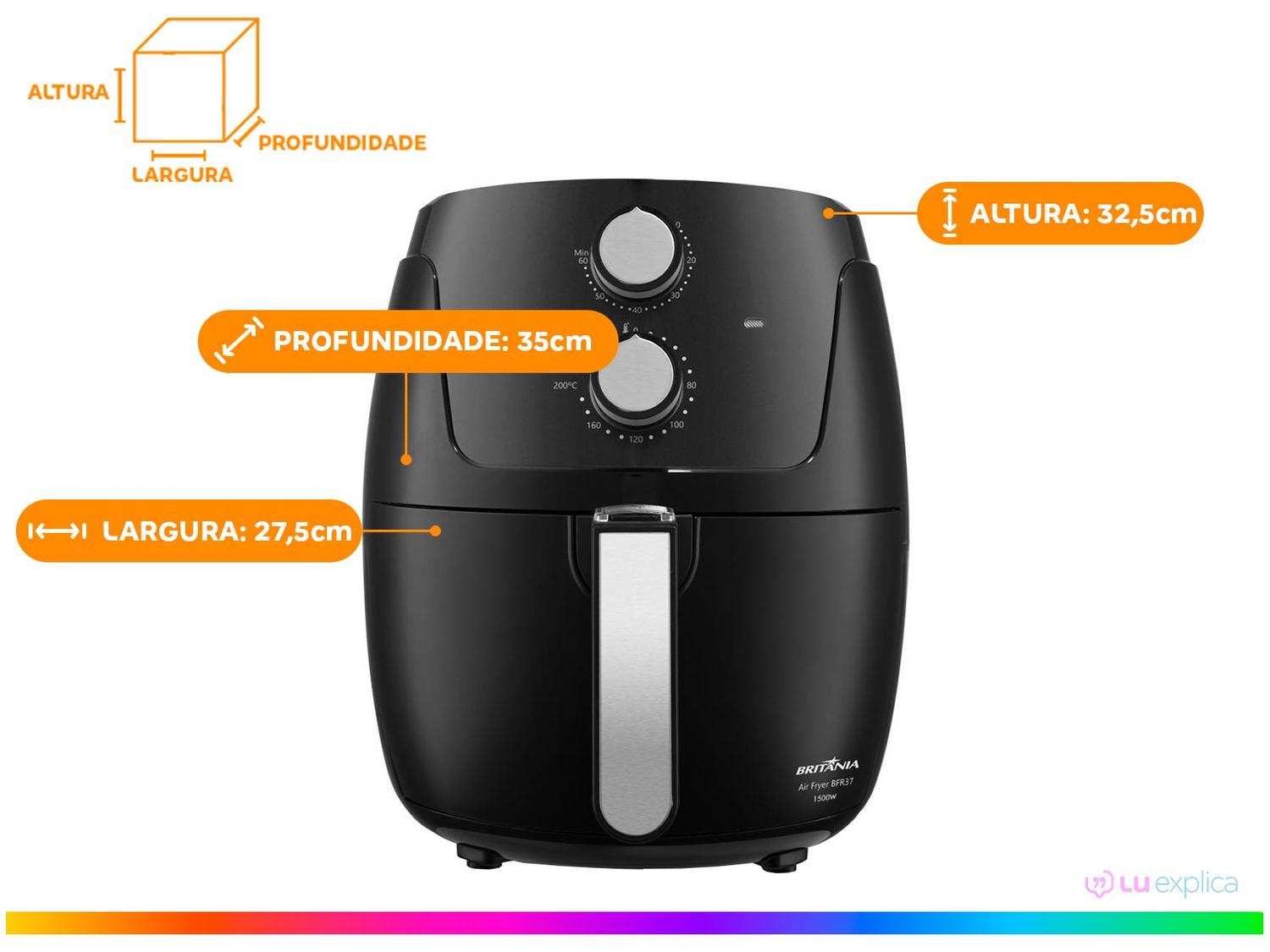 Air Fryer Britânia BFR37 Preta com Timer 4,2L