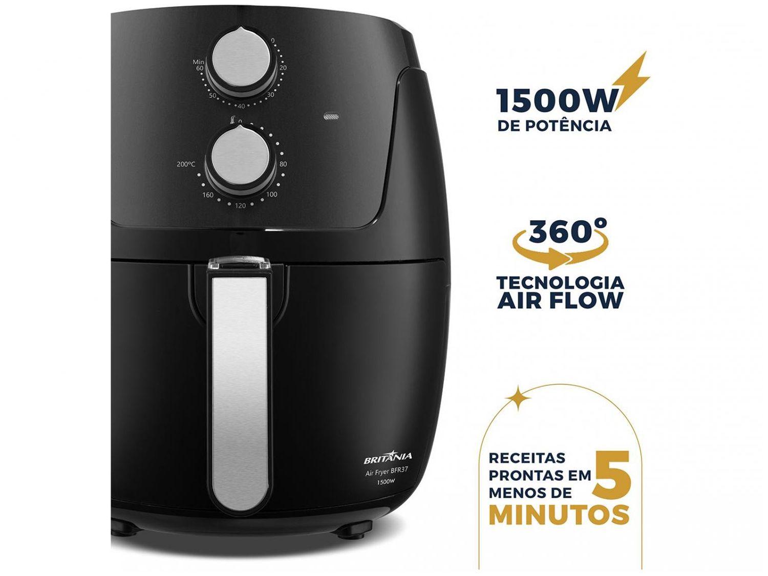 Air Fryer Britânia BFR37 Preta com Timer 4,2L
