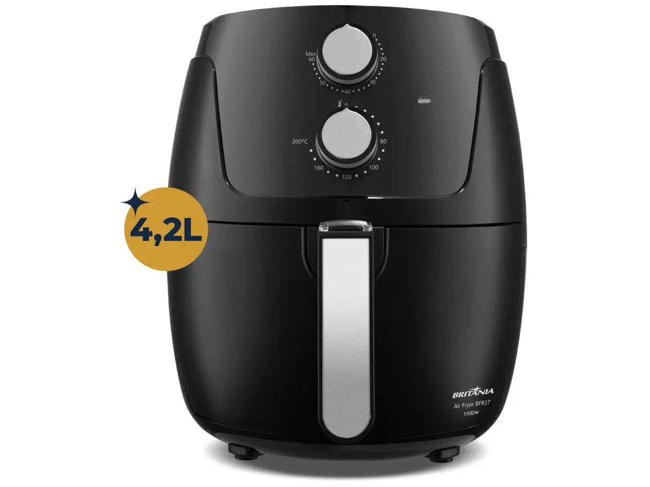 Air Fryer Britânia BFR37 – praticidade e sabor na sua cozinha: frita, grelha e assa com pouca gordura, painel digital intuitivo e capacidade ideal para refeições do dia a dia. Experimente!