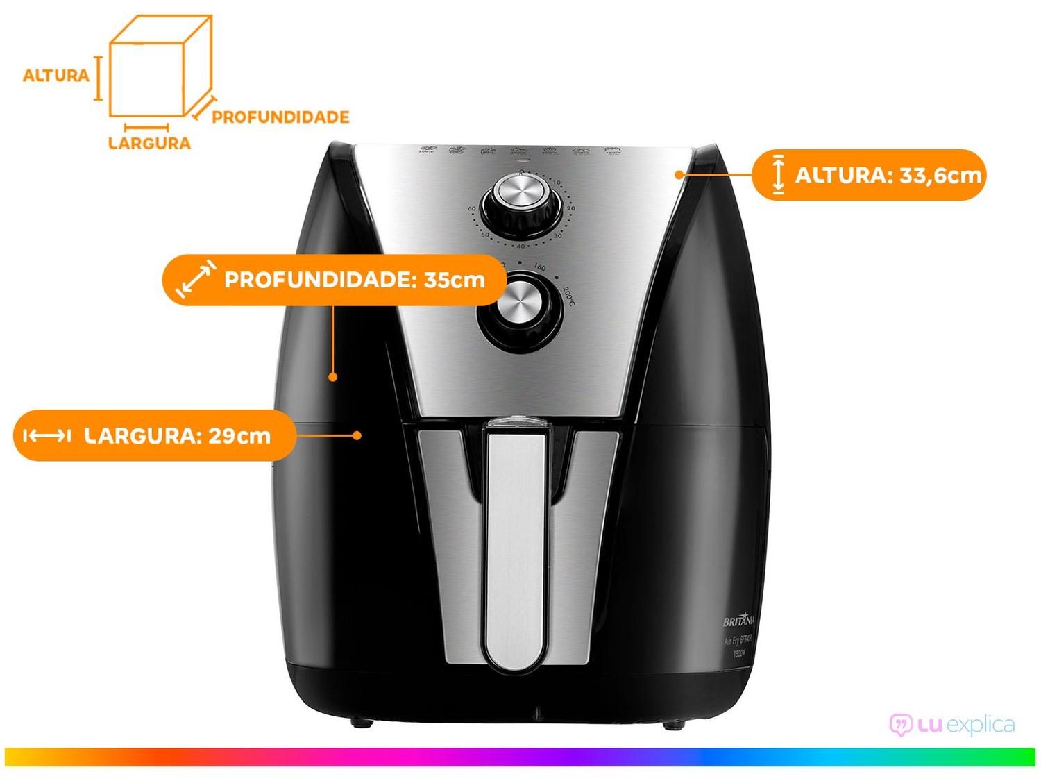 Air Fryer Britânia BFR40PI Preta 4,35L com Timer