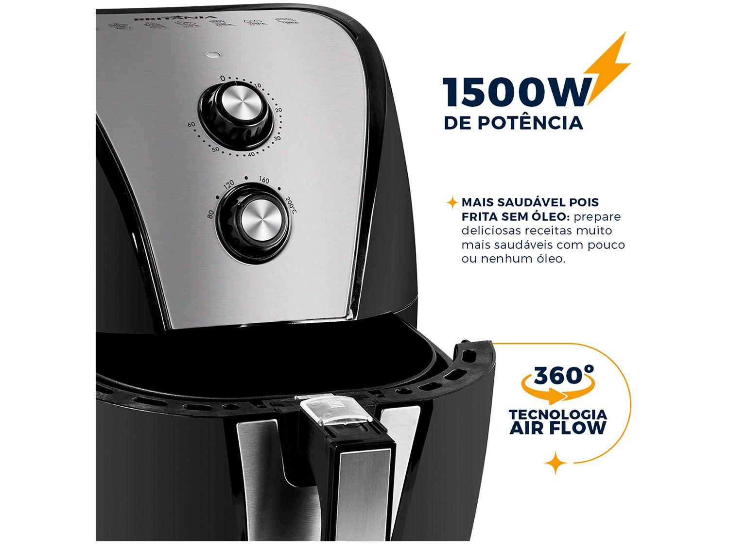 Air Fryer Britânia BFR40PI Preta 4,35L com Timer