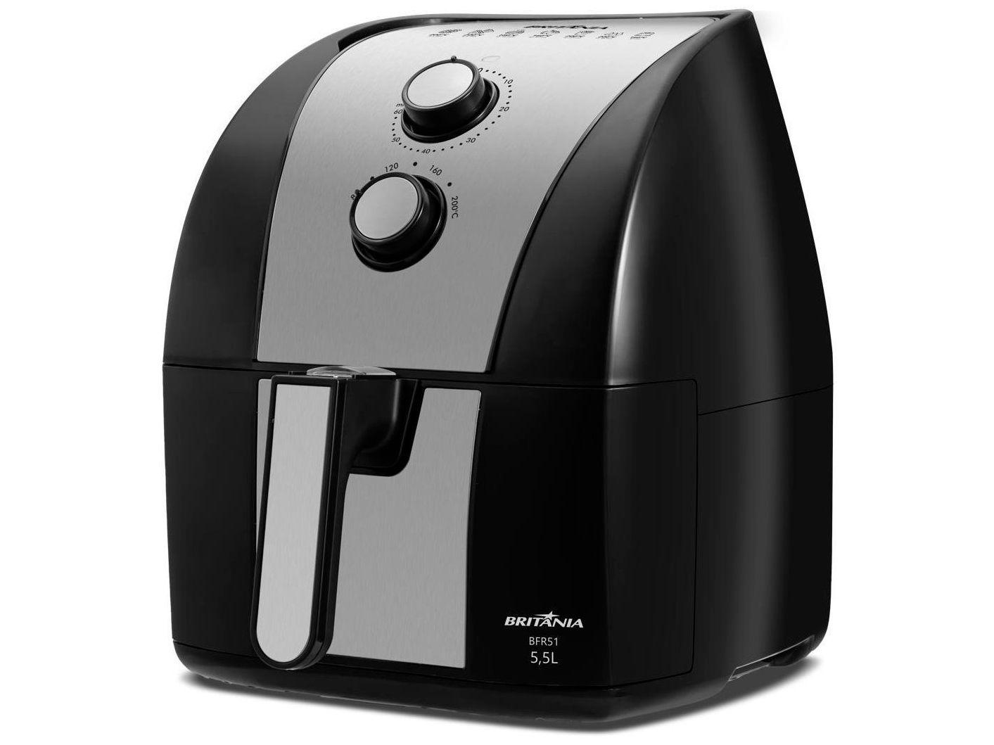 Air Fryer Britânia BFR51 Preta com Timer 5,2L